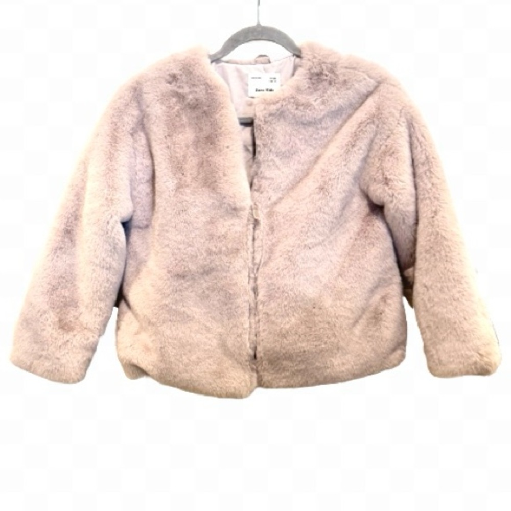 New Zara Kids faux fur jacket cost full zip up girls size 10